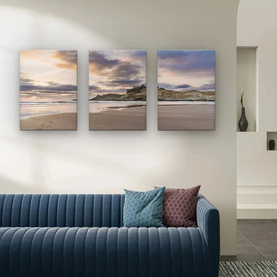 3pcs Coastal Sunset Beach Landscape Wall Art Set Canvas Framed 60x90cm - High Quality Print 100% Australian Made Wall Canvas Ready to Hang