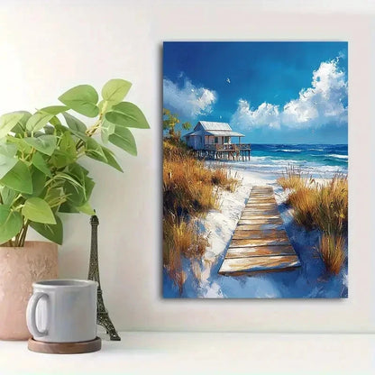 Beautiful Navarre Beach Florida Modern Painting 40x60cm Metal Print Ready to Hang