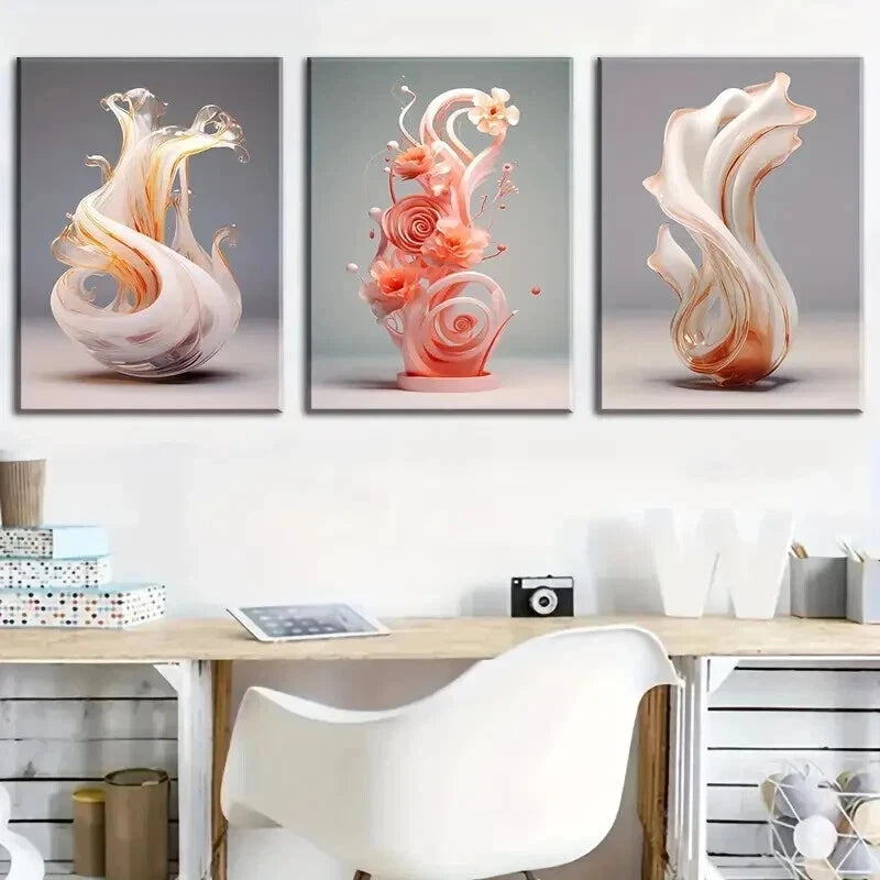 3pcs Modern Stylish Abstract Objects Perfect Wall Art Set Canvas Framed 50x70cm - High Quality Print 100% Australian Made Wall Canvas Ready to Hang - Bella Home Decor