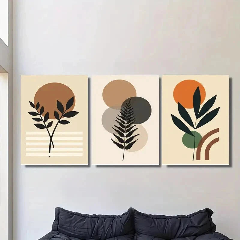 3pcs Modern Abstract Botanical Minimalist Plant Metal Print Ready to Hang Art