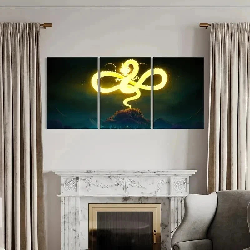 3pcs Classic Japanese Dragon Painting Wall Art Set Canvas Framed 60x90cm - High Quality Print 100% Australian Made Wall Canvas Ready to Hang - Bella Home Decor