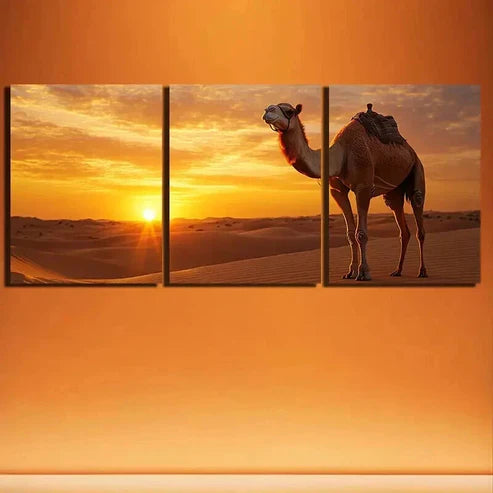 3pcs Camels in the Desert Decoration Wall Art Canvas Unframed – High Quality Print 100% Australian Made Wall Canvas - Bella Home Decor