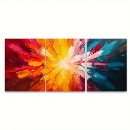 3pcs Vibrant Abstract Burst QW  Wall Art Set Canvas Framed 50x70cm - High Quality Print 100% Australian Made Wall Canvas Ready to Hang - Bella Home Decor