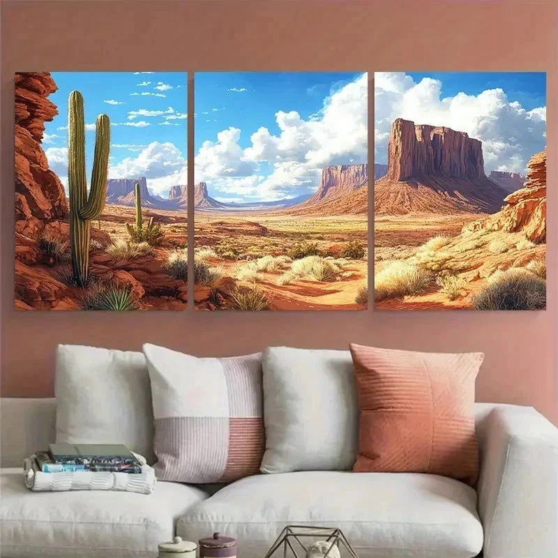 3pcs Arizona Southwestern Nature Décor Perfect Wall Art Set Canvas Framed 40x60cm - High Quality Print 100% Australian Made Wall Canvas Ready to Hang