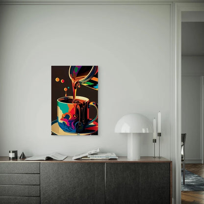 Colorful Vibrant Coffee Pour 60x90cm Metal Print Ready to Hang