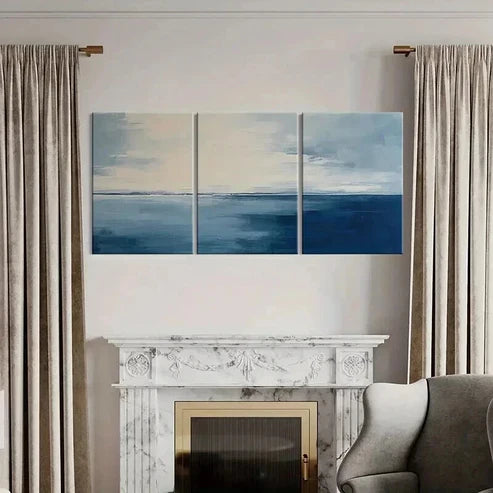 3pcs Abstract Ocean Horizon Serene Sky Wall Art Canvas Unframed - High Quality Print 100% Australian Made Wall Canvas - Bella Home Decor