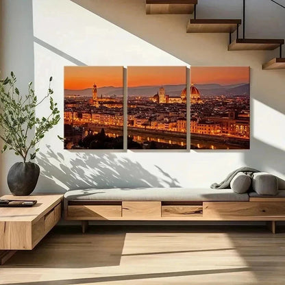 3pcs Florence Cathedral Cityscape At Dusk Wall Art Set Canvas Framed 60x90cm - High Quality Print 100% Australian Made Wall Canvas Ready to Hang