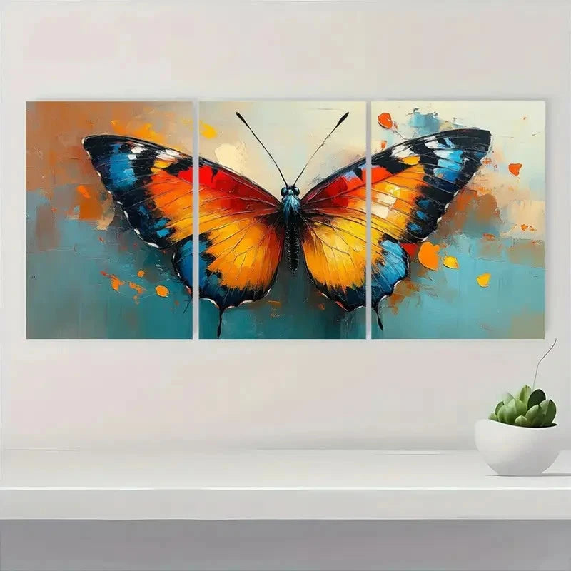 3pcs Boho Chic Abstract Butterfly rt  Wall Art Set Canvas Framed 50x70cm - High Quality Print 100% Australian Made Wall Canvas Ready to Hang - Bella Home Decor