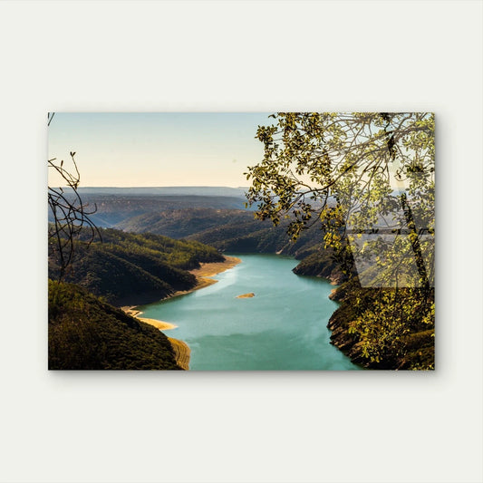 Winding River Green Hills Landscape Acrylic Glass Printing Wall Art Australian Made Quality