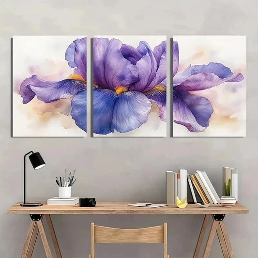 3pcs Floral Watercolor Flower Neutral Perfect Wall Art Set Canvas Framed 50x70cm - High Quality Print 100% Australian Made Wall Canvas Ready to Hang