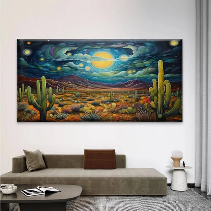 Southwest Desert Night Wall Art Canvas Office Home Room Framed 120x60cm