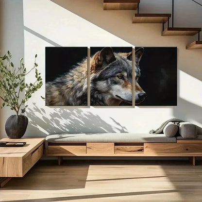3pcs Expressive Wolf Themed Modern Wall Art Set Canvas Framed 60x90cm - High Quality Print 100% Australian Made Wall Canvas Ready to Hang - Bella Home Decor