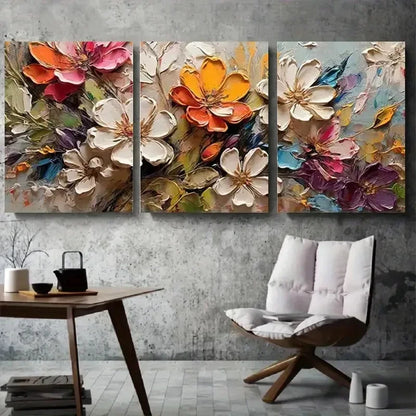 3pcs Colorful Abstract Floral Texture Metal Print Ready to Hang Art - Bella Home Decor