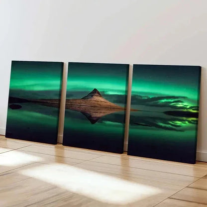3pcs Nordic Aurora Nature Landscape Wall Art Set Canvas Unframed - High Quality Print 100% Australian Made Wall Canvas