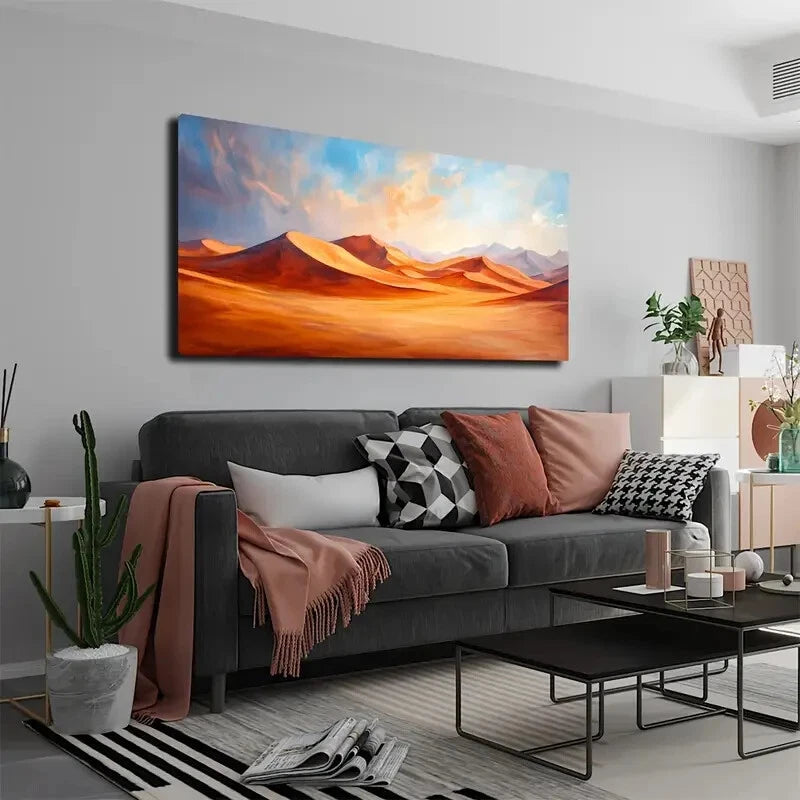 Vibrant Orange & Red Sand Dunes Wall Art Canvas Office Home Room Framed 120x60cm - Bella Home Decor