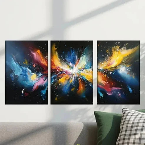 3pcs Abstract Paint Splashes Design Wall Art Canvas Unframed - High Quality Print 100% Australian Made Wall Canvas - Bella Home Decor