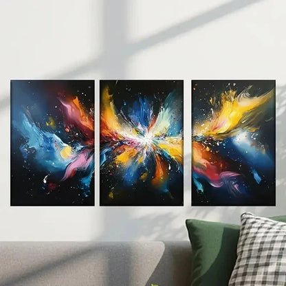 3pcs Abstract Paint Splashes Design Wall Art Canvas Unframed - High Quality Print 100% Australian Made Wall Canvas - Bella Home Decor
