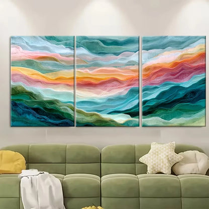 3pcs Colorful Landscape Abstract Painting Metal Print Ready to Hang Art - Bella Home Decor