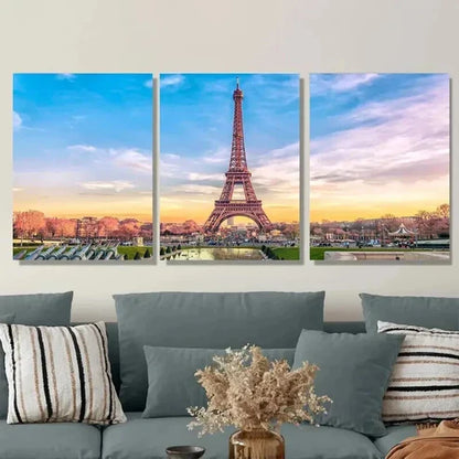 3pcs Eiffel Tower Triptych Classic Landscape Wall Art Canvas Unframed - High Quality Print 100% Australian Made Wall Canvas - Bella Home Decor