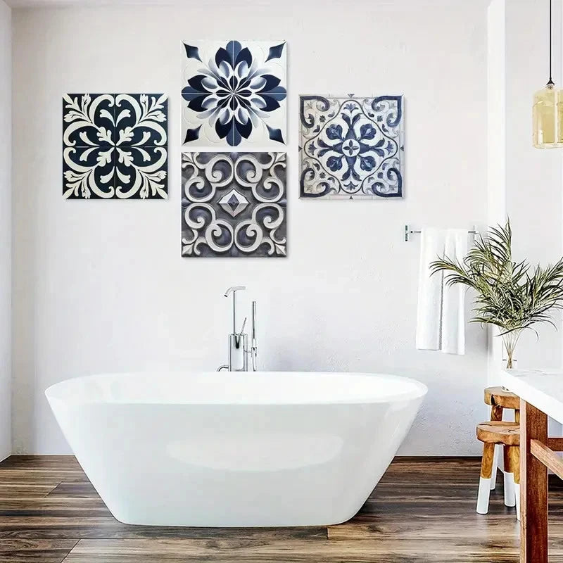 4pcs Tile Art Prints, Wall Art Canvas Framed
