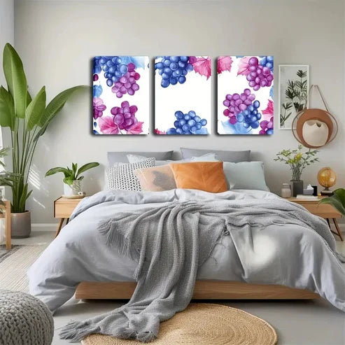 3pcs The Grape Figurative Style Wall Art Canvas Unframed - High Quality Print 100% Australian Made Wall Canvas