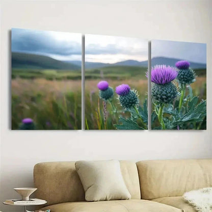 3pcs Vibrant Purple & Green Nature Scene Wall Art Set Canvas Framed 60x90cm - High Quality Print 100% Australian Made Wall Canvas Ready to Hang - Bella Home Decor
