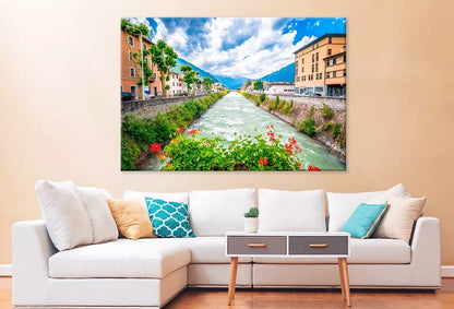 Town Of Tirano And Adda River Wall Art Decor 100% Australian Made - Bella Home Decor