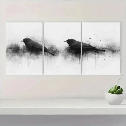3pcs Night Ravens Silhouette Wall Art Canvas Unframed – High Quality Print 100% Australian Made Wall Canvas