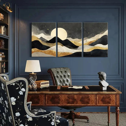 3pcs Abstract Landscape Art Night Sky Theme Metal Print Ready to Hang Art - Bella Home Decor