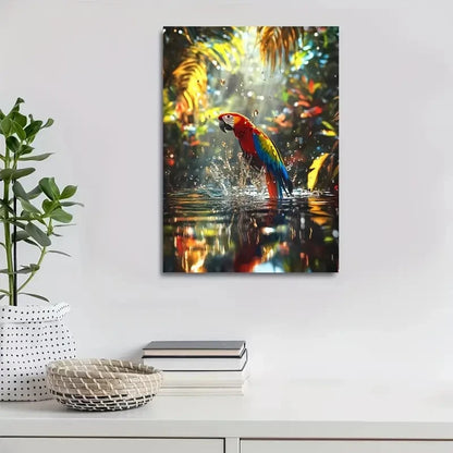 Splashing Water & Rainbow Reflections Painting 40x60cm Metal Print Ready to Hang