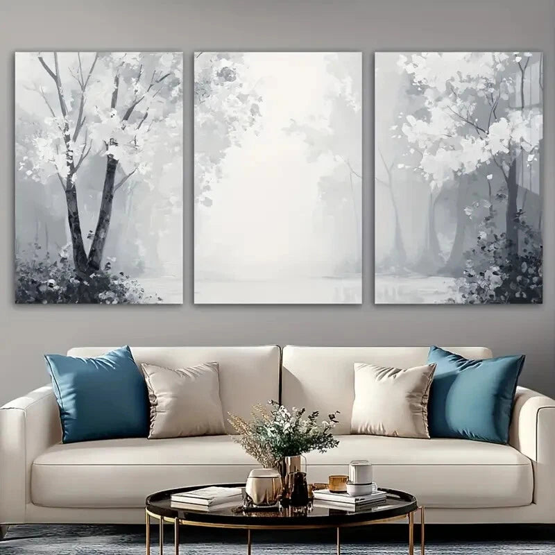 3pcs Modern Abstract Forest Nature Metal Print Ready to Hang Art - Bella Home Decor