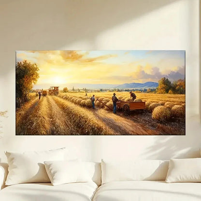 A Farm Scene Tractors Farmers Wall Art Canvas Office Home Room Framed 120x60cm