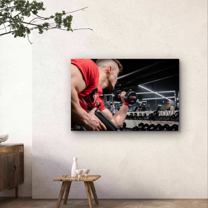 Man Working Out with Dumbbells 5mm Plastic Poster Ready to Hang 90x60cm