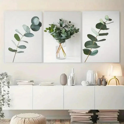 3pcs Eucalyptus Leaves Botanical Decor Metal Print Ready to Hang Art