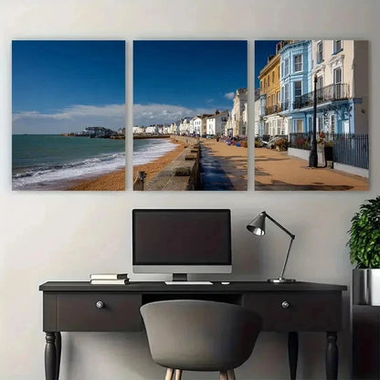 3pcs Weymouth Posters England Travel Perfect Wall Art Set Canvas Framed 50x70cm - High Quality Print 100% Australian Made Wall Canvas Ready to Hang