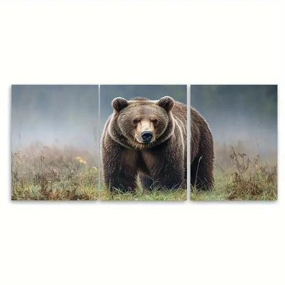 3pcs Brown Bear in Fog Print for Home J   Wall Art Set Canvas Framed 40x60cm - High Quality Print 100% Australian Made Wall Canvas Ready to Hang - Bella Home Decor