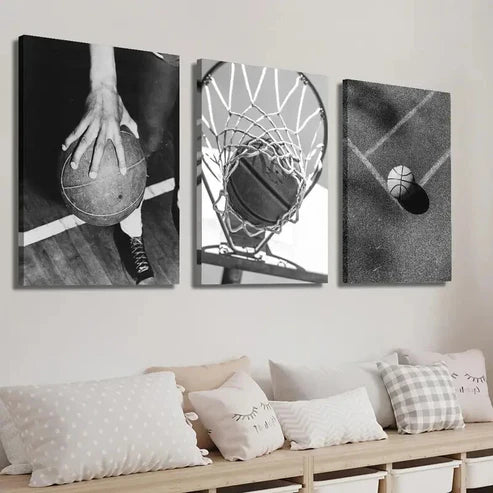 3pcs Basketball Hoop Creative Wall Art Set Canvas Unframed - High Quality Print 100% Australian Made Wall Canvas - Bella Home Decor