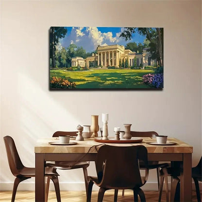 Elegant Manor Castle Vibrant Wall Art Canvas Office Home Room Framed 120x60cm