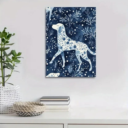 Beautiful Modern Snow Hound Dog Painting 40x60cm Metal Print Ready to Hang - Bella Home Decor