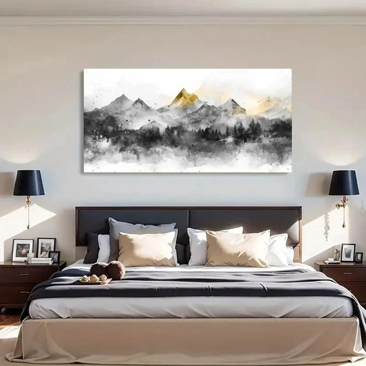 Colored Peaks Golden Peak Wall Art Canvas Office Home Room Framed 120x60cm