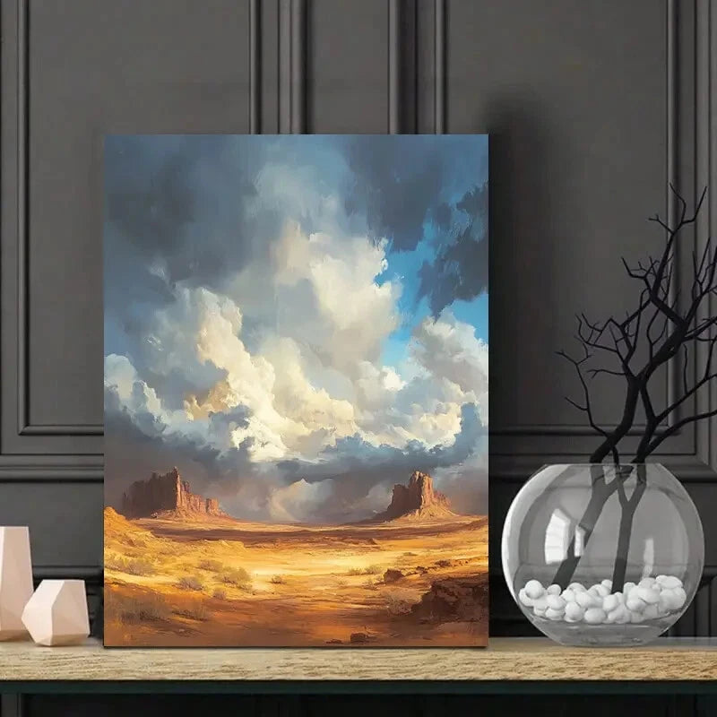 Beautiful Desert Landscape With Storm Clouds Gathering 40x60cm Metal Print Ready to Hang