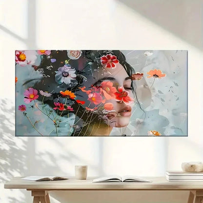 Modern Abstract Floral Woman Wall Art Canvas Office Home Room Framed 120x60cm