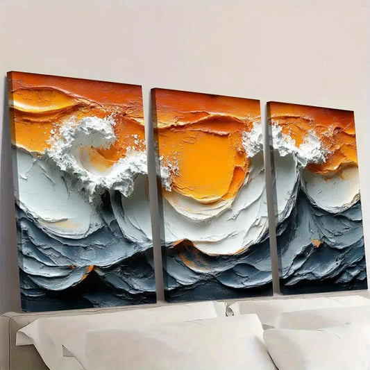 3pcs Paintings, Brown & White Natural PB Wall Art Set Canvas Framed 60x90cm - High Quality Print 100% Australian Made Wall Canvas Ready to Hang