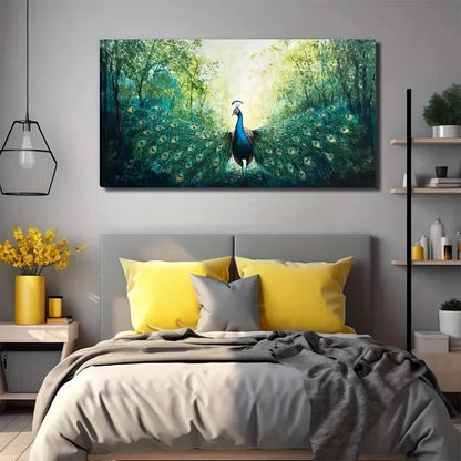 Bohemian Peacock Perfect Wall Art Canvas Office Home Room Framed 120x60cm
