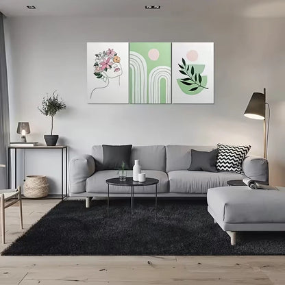 3pcs Botanical Abstract Wall Art Set Canvas Framed 60x90cm – High Quality Print, 100% Australian Made, Ready to Hang