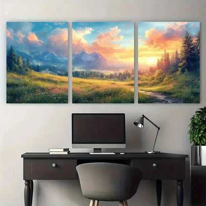 3pcs Nature Beauty Flowers Sun Perfect Wall Art Set Canvas Framed 50x70cm - High Quality Print 100% Australian Made Wall Canvas Ready to Hang