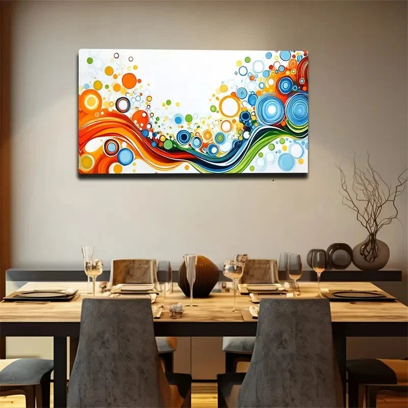 Vibrant Multicolor Circle Wall Art Canvas Office Home Room Framed 120x60cm