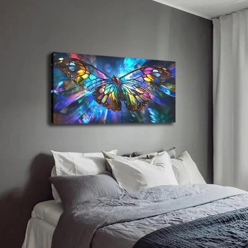 Abstract Butterfly Vibrant Wall Art Canvas Office Home Room Framed 120x60cm - Bella Home Decor