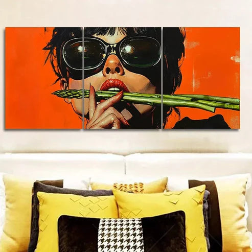3pcs Design with Bold Colors & Fashion Glasses Wall Art Set Wall Art Canvas Unframed - High Quality Print 100% Australian Made Wall Canvas - Bella Home Decor
