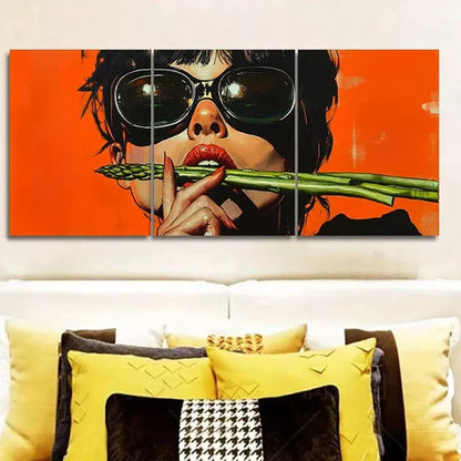 3pcs Design with Bold Colors & Fashion Glasses Wall Art Set Wall Art Canvas Unframed - High Quality Print 100% Australian Made Wall Canvas - Bella Home Decor